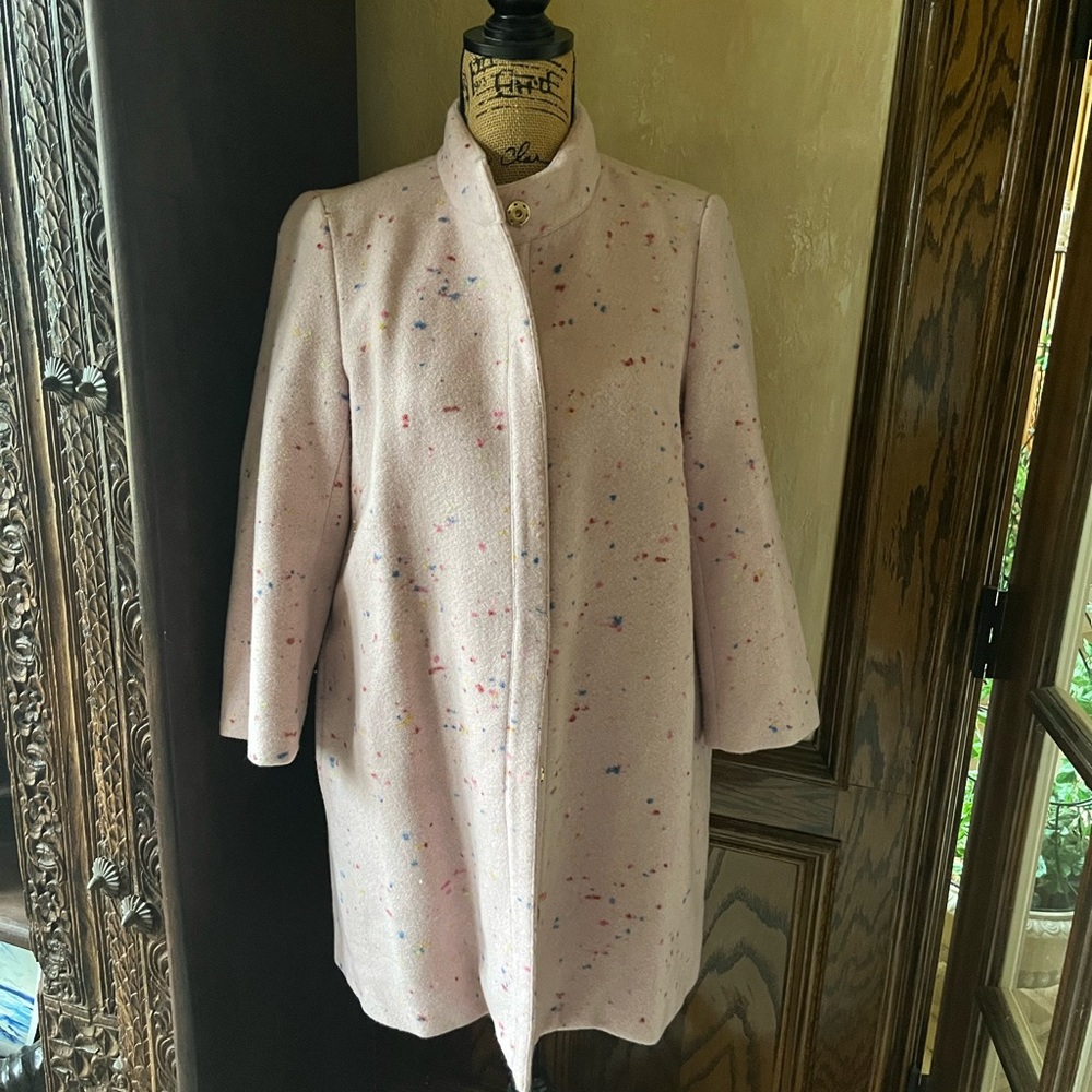 Judith March pink confetti midi coat